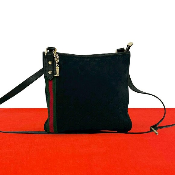 Gucci Handbags - GUCCI Sherry GG canvas shoulder bag pochette sacoche black